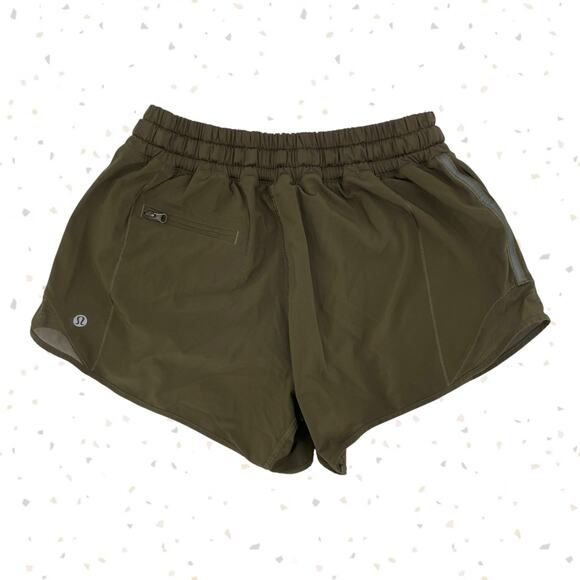 Lululemon Hotty Hot Shorts Long 4" Dark Olive Army Green Running Athletic Size 6 - Picture 2 of 12